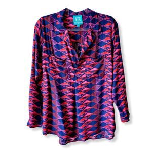 Escapada Women Tunic Top Blouse S Multicolor Geometric Colorful Modern Resort